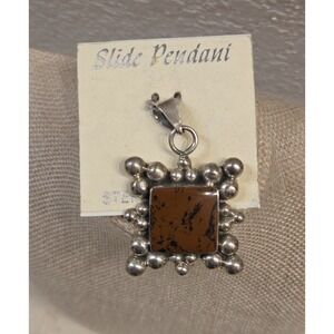 Large Vintage Sterling Silver & Jasper ATI Pendant Mexico 925 NWT